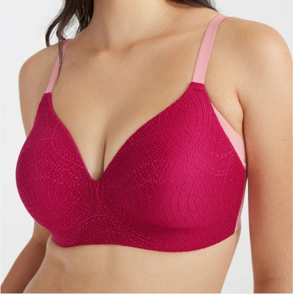 Knix Wing Woman Contour Wireless Bra Wire Free Red Pink New NWT Size 6 34e 34f - Picture 3 of 9